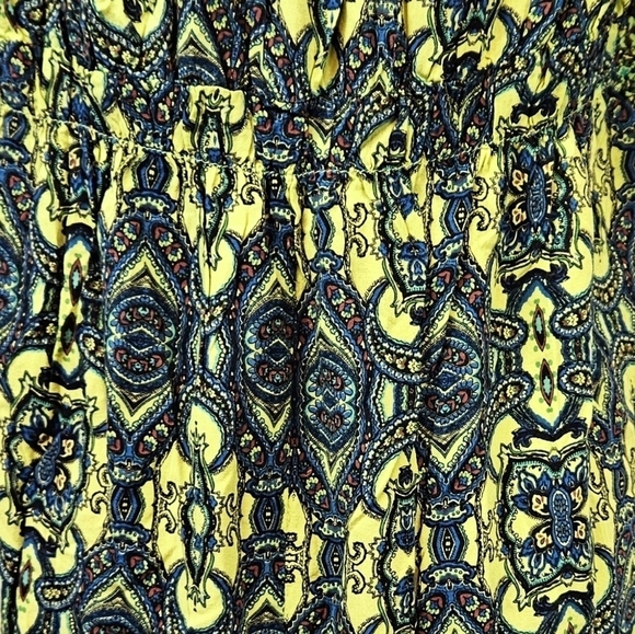 Unity World Wear Bohemian Style Blouse Chartreuse &‎ Navy Size Medium Women's - Picture 8 of 10